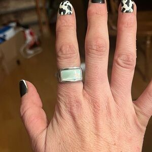Lia Sophia Silver Ring with Iridescent Stone ocean blue
